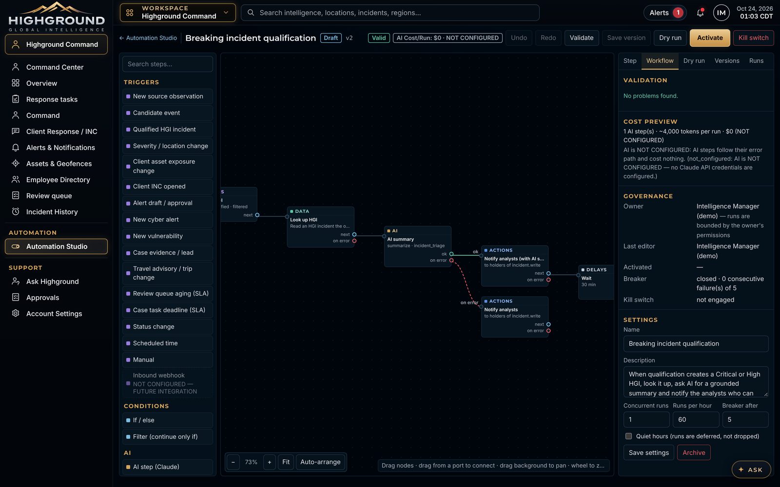 Automation Studio workflow canvas